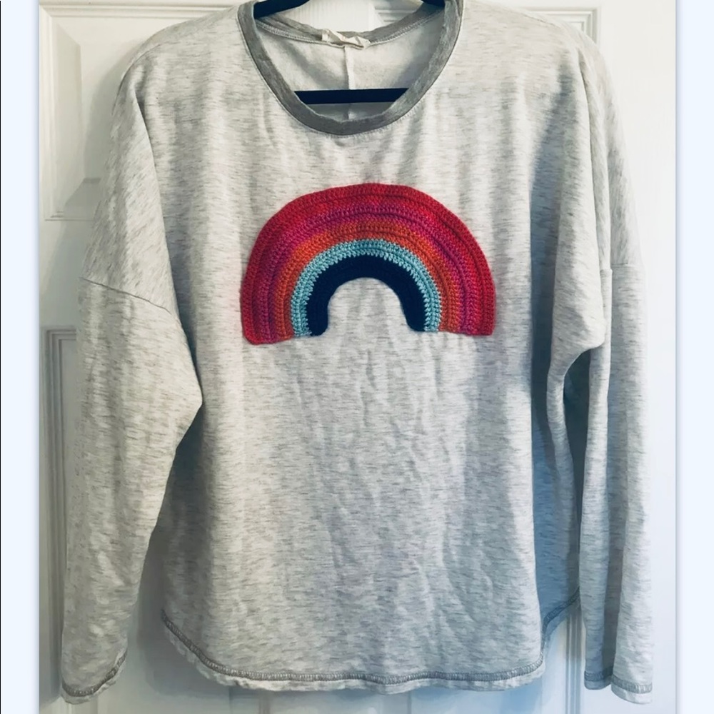 Chrysanthemum Anthro Sweater Rainbow Boho S